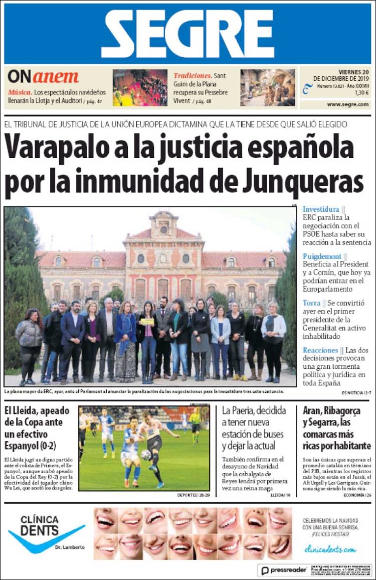 Portada de Segre  (Espa&ntilde;a)