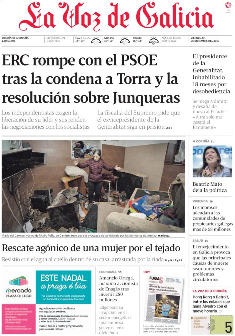 Portada de La Voz de Galicia (Espa&ntilde;a)