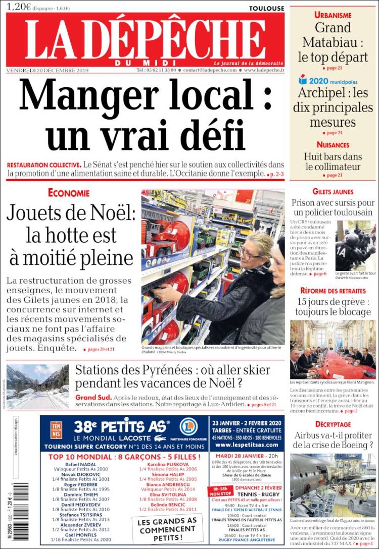 Portada de La Dépêche du Midi (Francia)