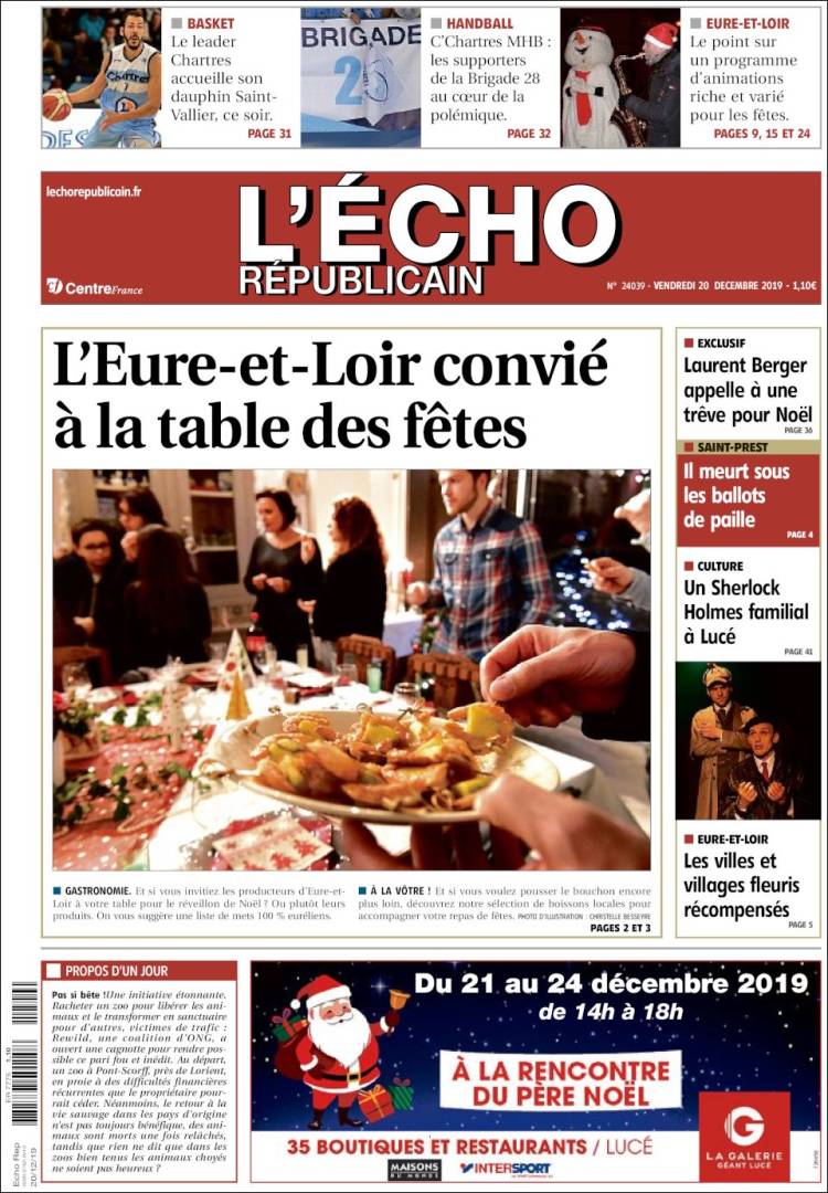 Portada de L'Echo Républicain (Francia)