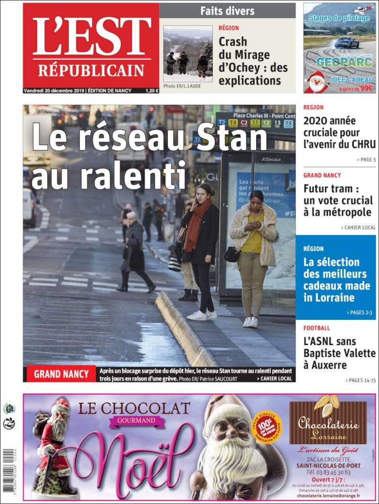 Portada de L'Est Republicain (Francia)