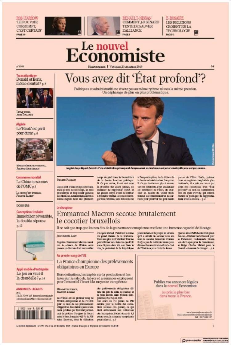 Portada de Le nouvel Economiste (Francia)