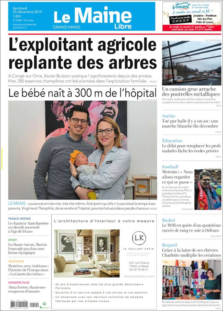 Portada de Le Maine Libre (Francia)