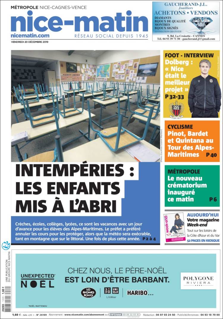 Portada de Nice-Matin (Francia)