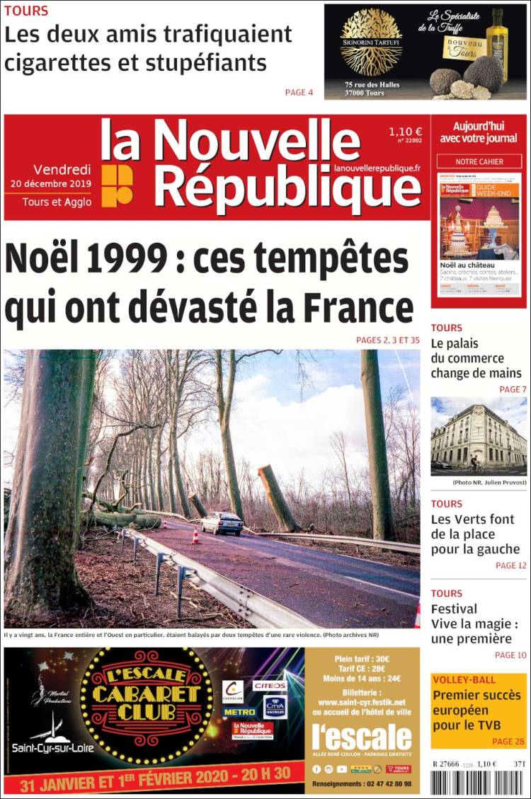 Portada de La Nouvelle Republique (Francia)