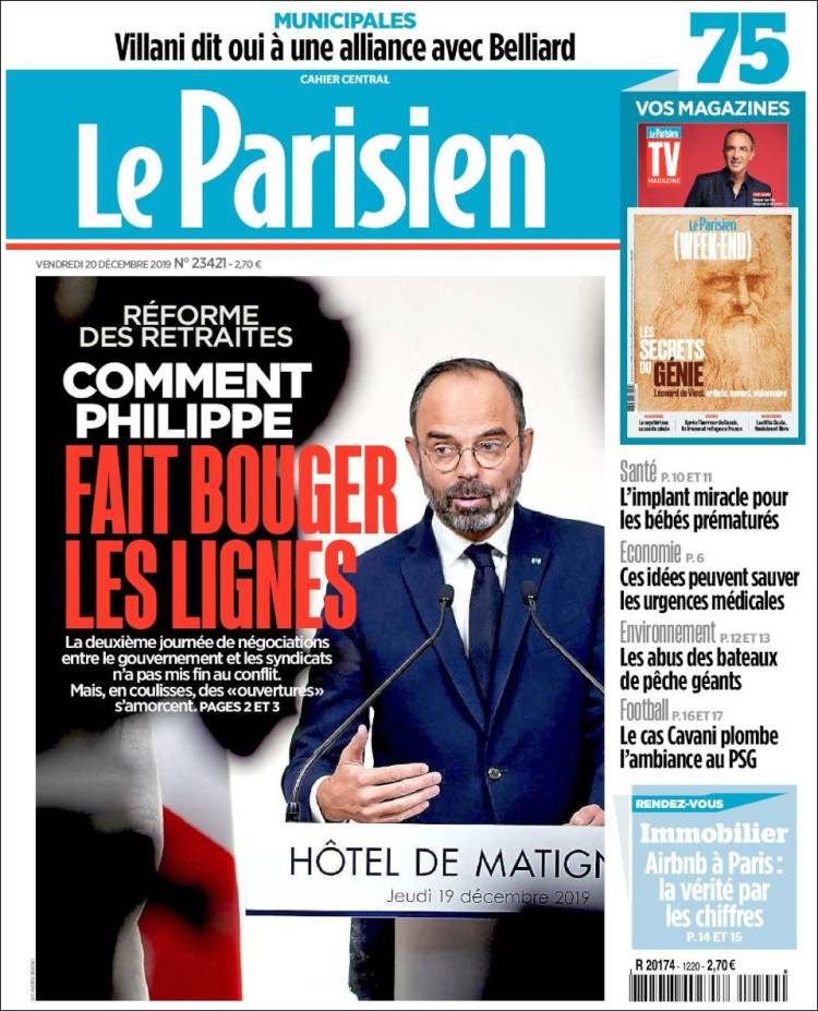 Portada de Le Parisien (Francia)
