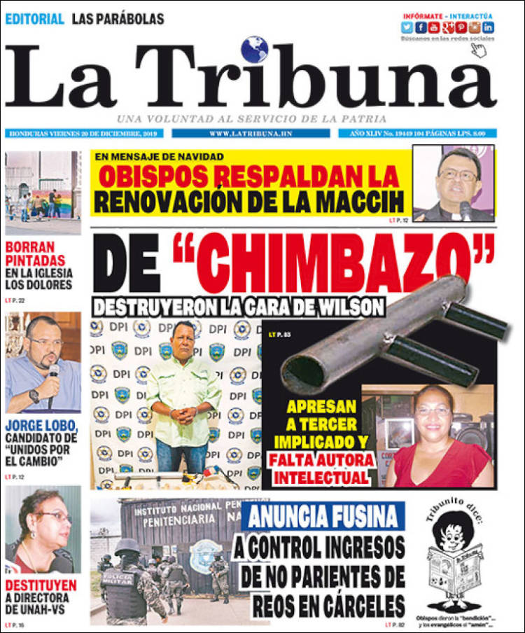 Portada de La Tribuna (Honduras)