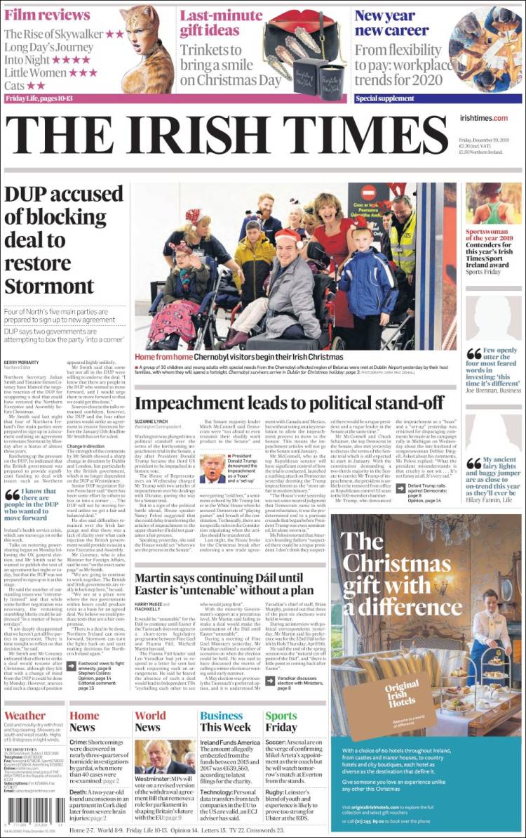 Portada de Irish Times (Irlanda)