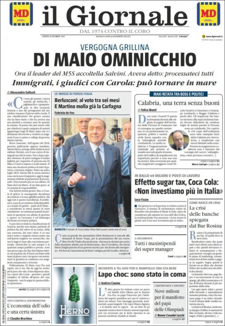 Portada de il Giornale (Italia)