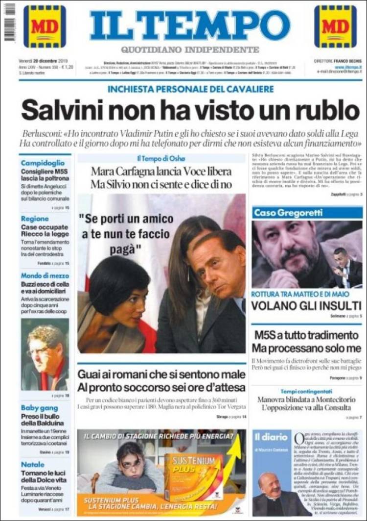 Portada de Il Tempo (Italia)
