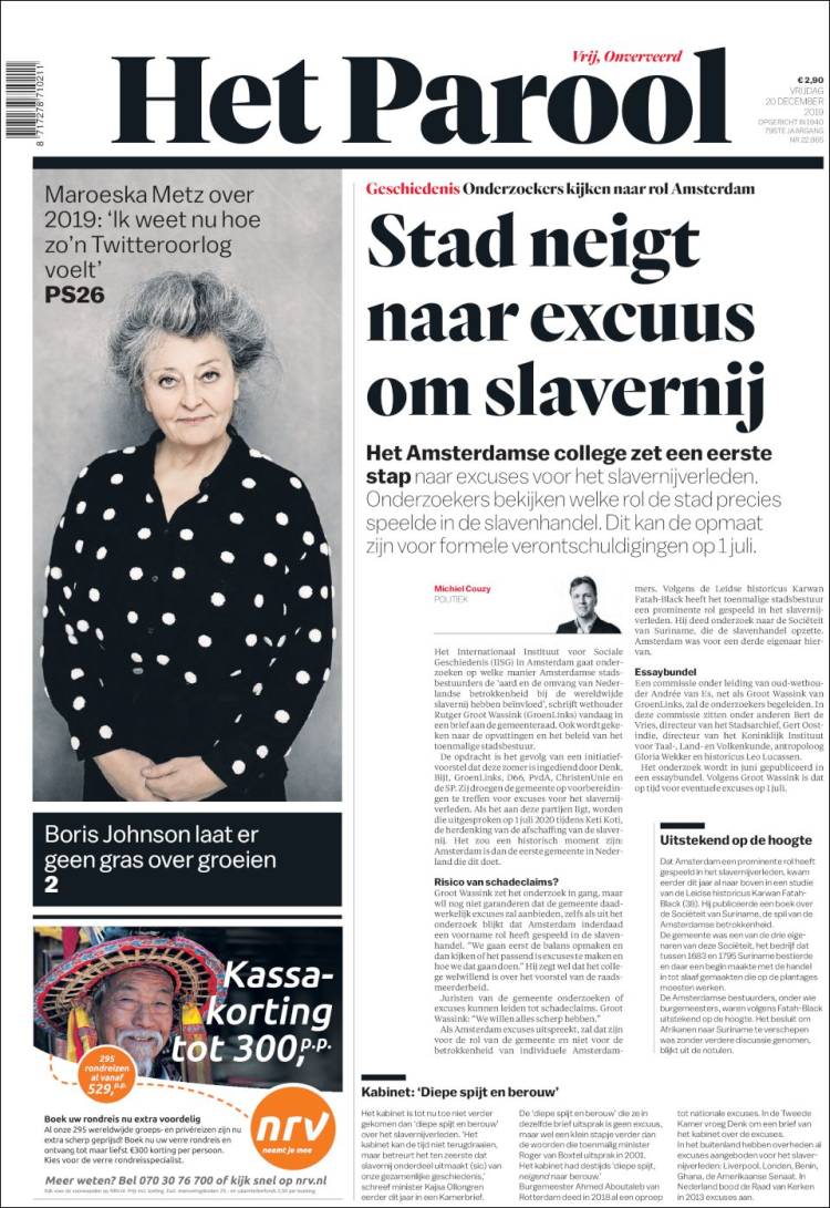 Portada de Het Parool (Pa&iacute;ses Bajos)