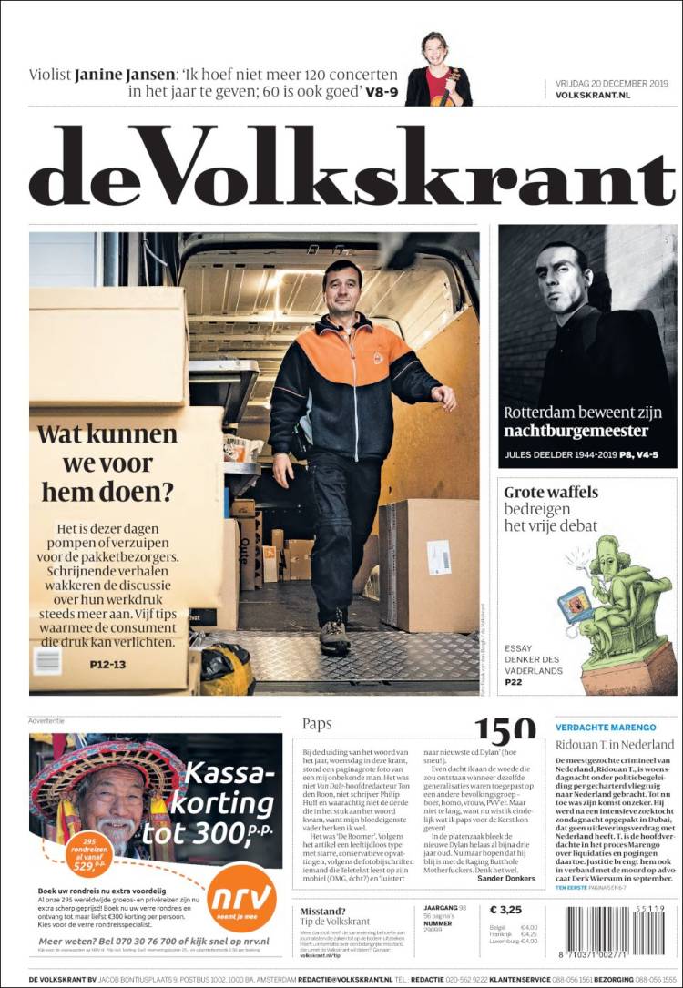 Portada de De Volkskrant (Pa&iacute;ses Bajos)