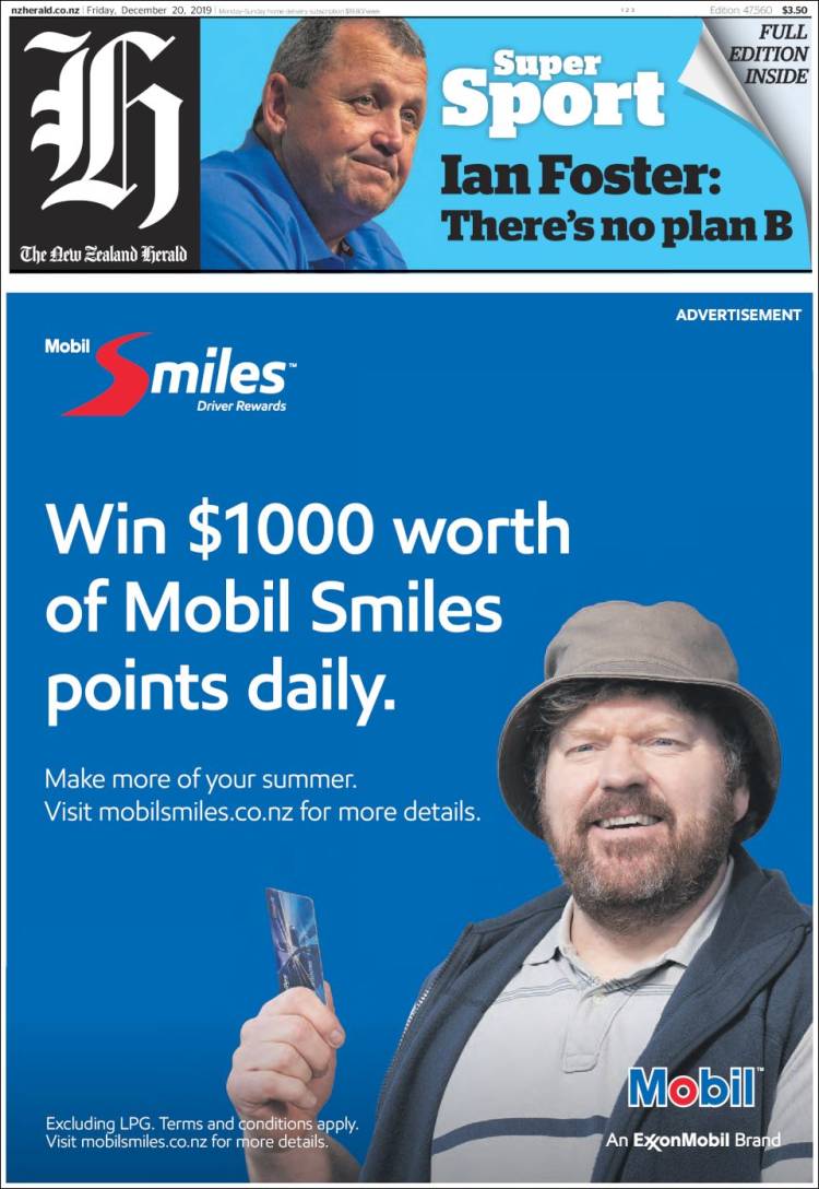 Portada de The New Zealand Herald (Nueva Zelanda)