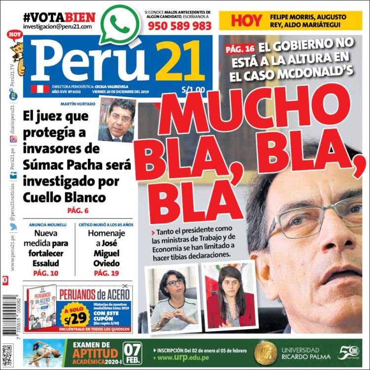 Portada de Perú 21 (Per&uacute;)