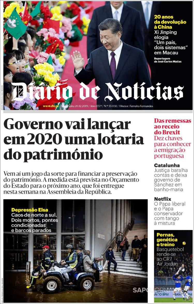 Portada de Diário de Noticias (Portugal)