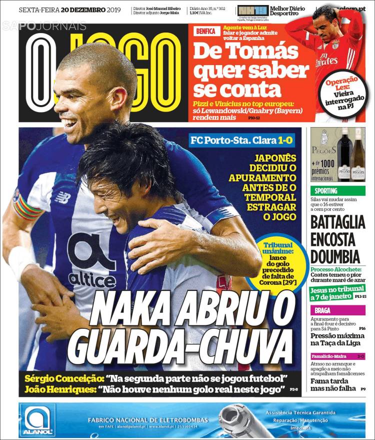 Portada de O Jogo (Portugal)