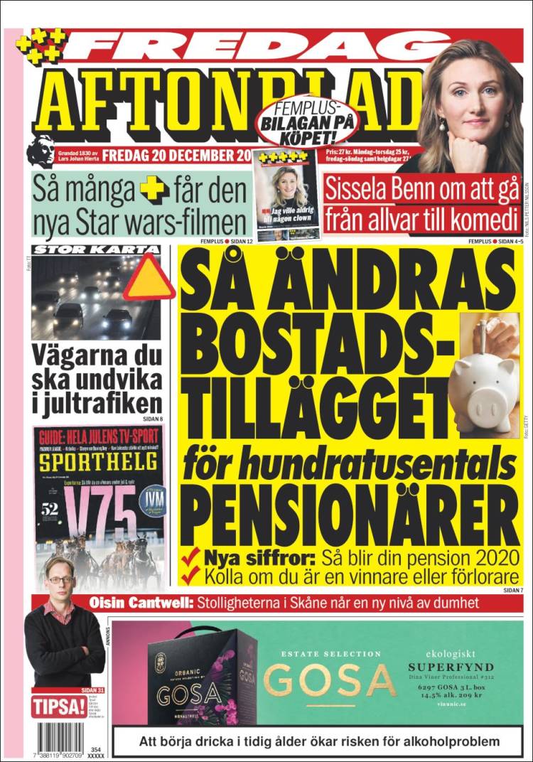 Portada de Aftonbladet (Suecia)
