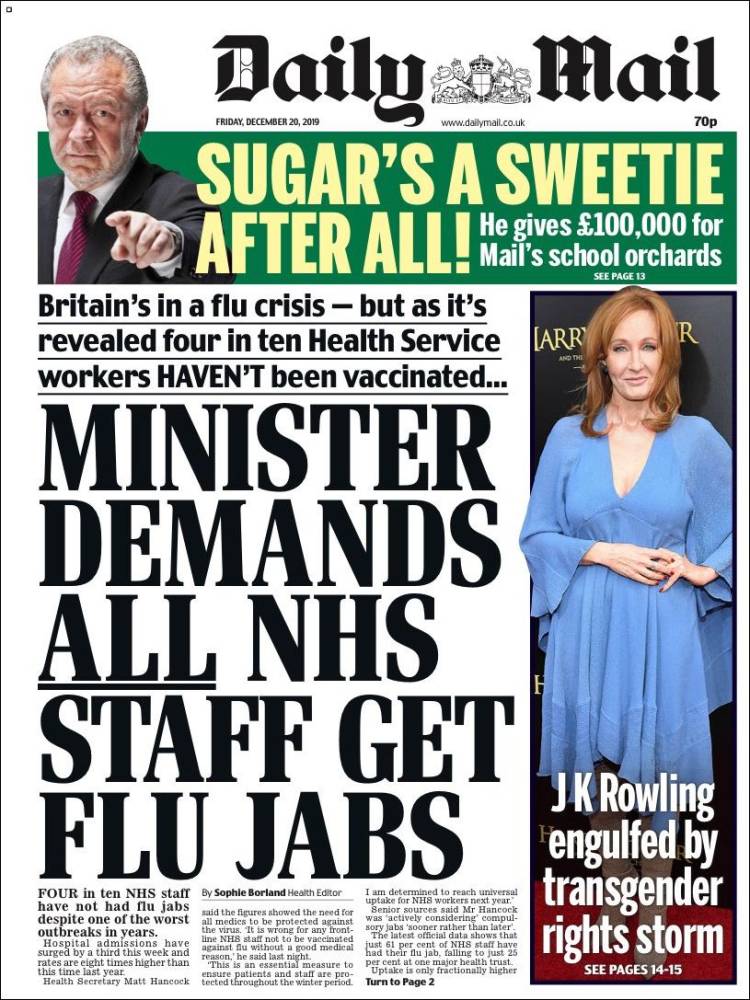 Portada de Daily Mail (Reino Unido)