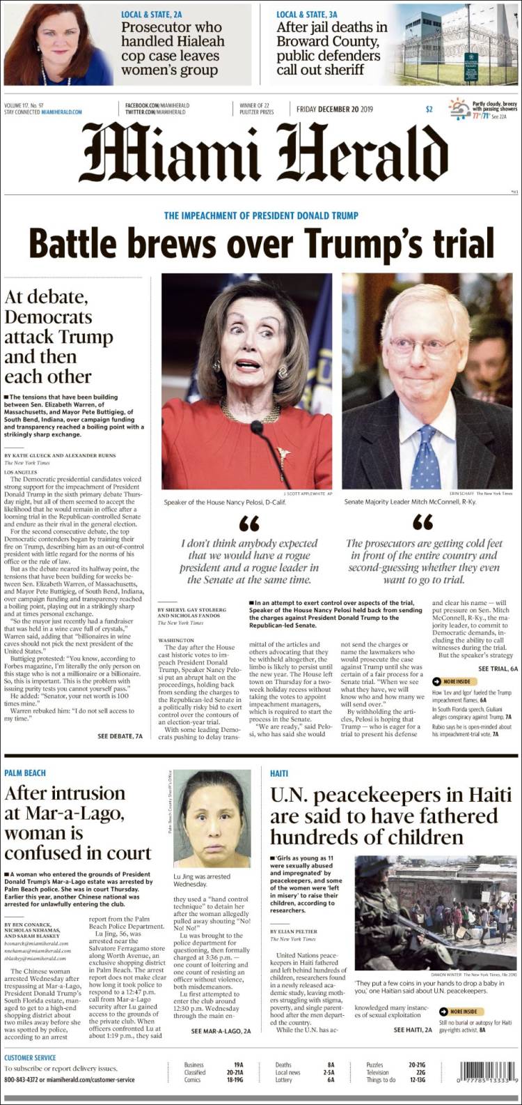 Portada de Miami Herald (USA)