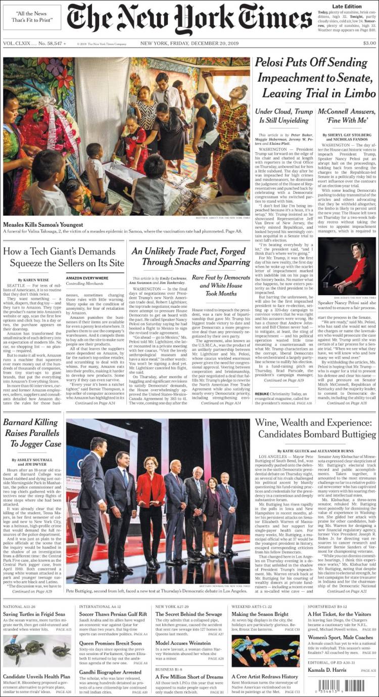 Portada de New York Times (USA)