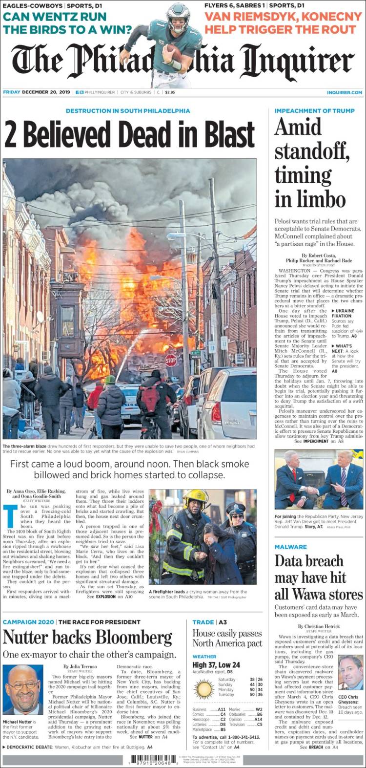 Portada de Philadelphia Inquirer (USA)