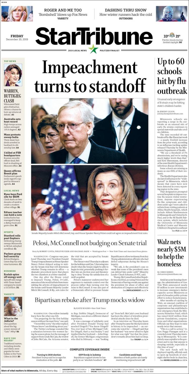 Portada de Star Tribune (USA)