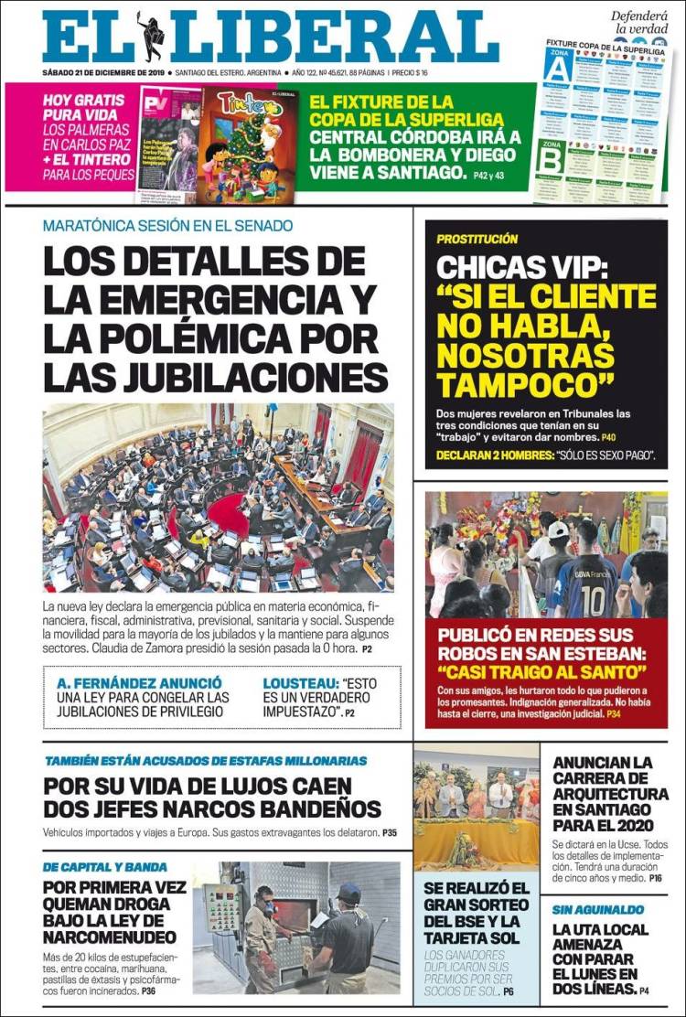 Portada de Diario El Liberal (Argentina)