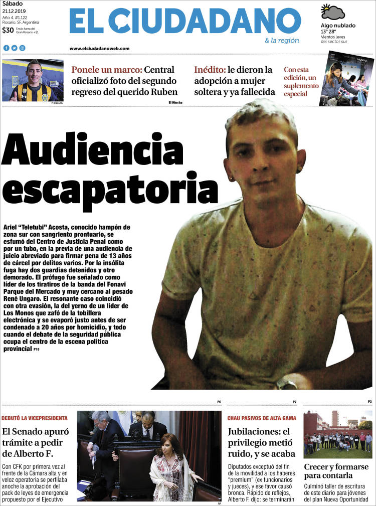 Portada de Diario El Ciudadano (Argentina)
