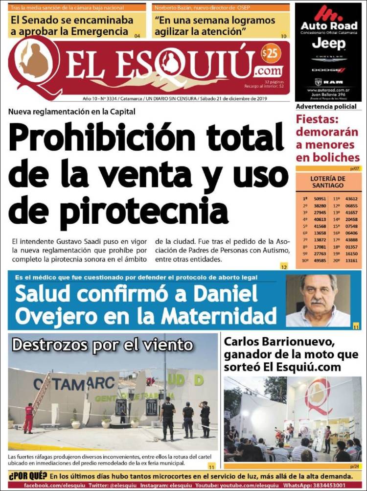 Portada de El Esquiu (Argentina)