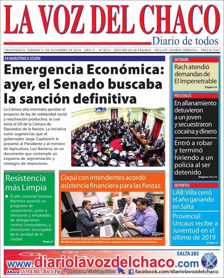 Portada de La Voz del Chaco (Argentina)