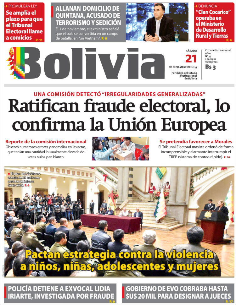 Portada de Cambio (Bolivia)