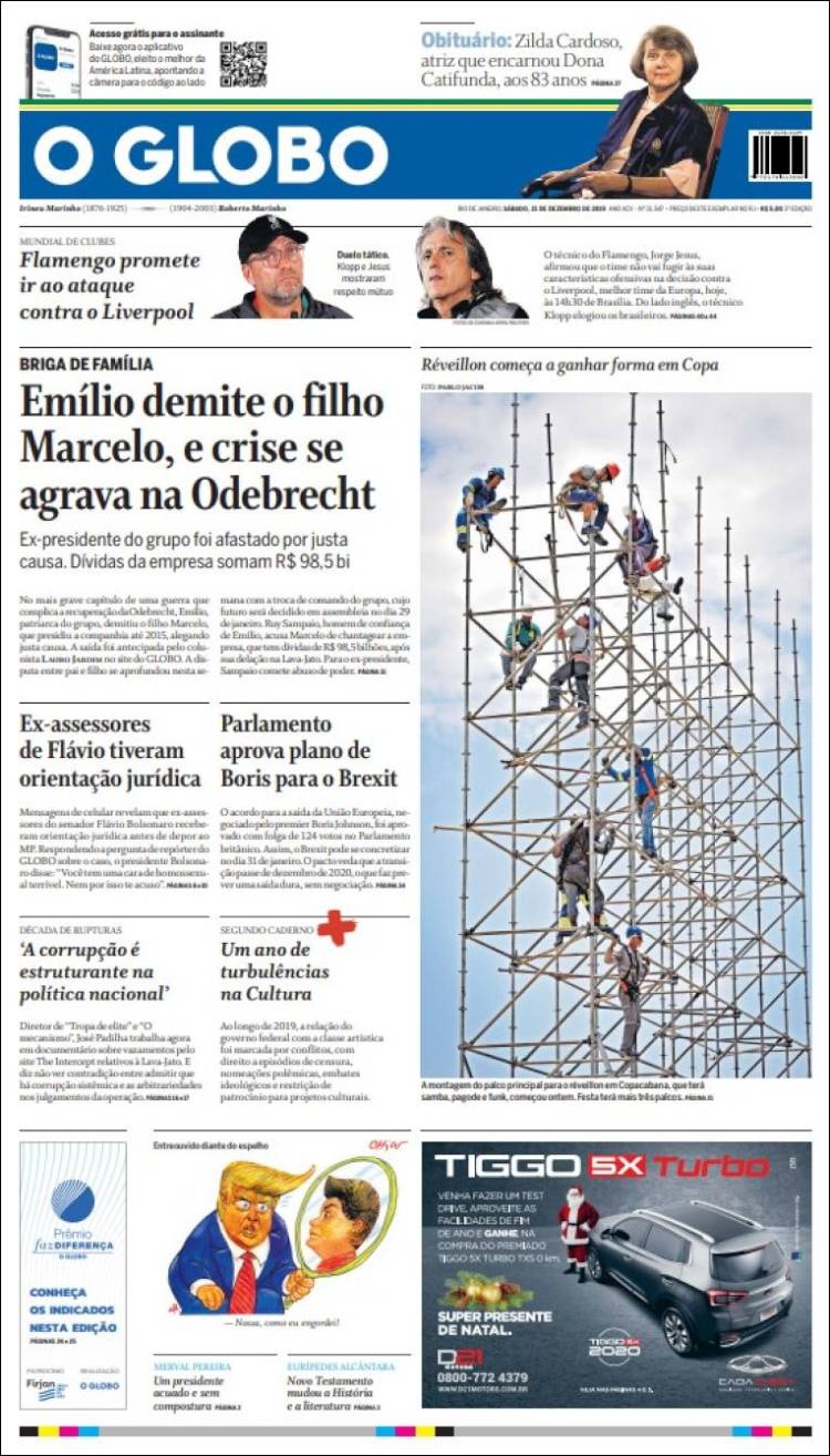 Portada de O Globo (Brasil)
