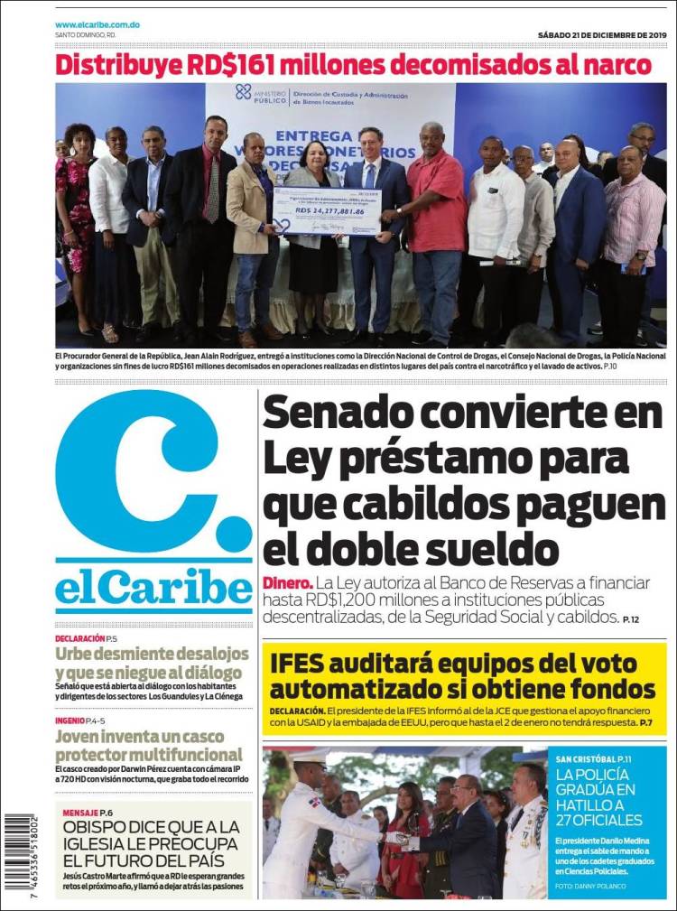 Portada de El Caribe (R. Dominicana)