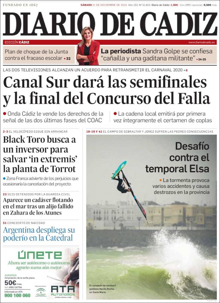 Portada de Diario de Cádiz (Espa&ntilde;a)