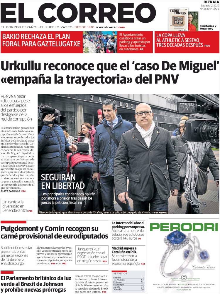 Portada de El Correo (Espa&ntilde;a)