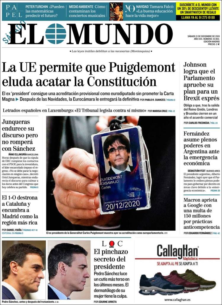 Portada de El Mundo (Espa&ntilde;a)