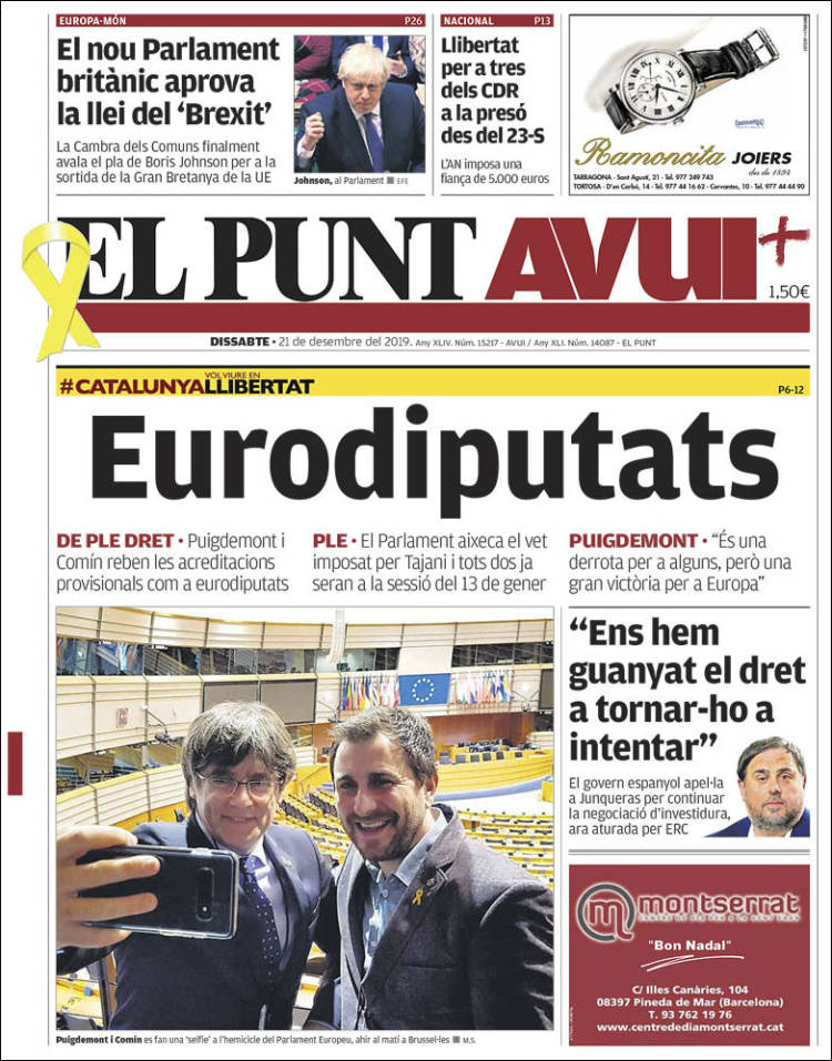Portada de El Punt Avui (Espa&ntilde;a)