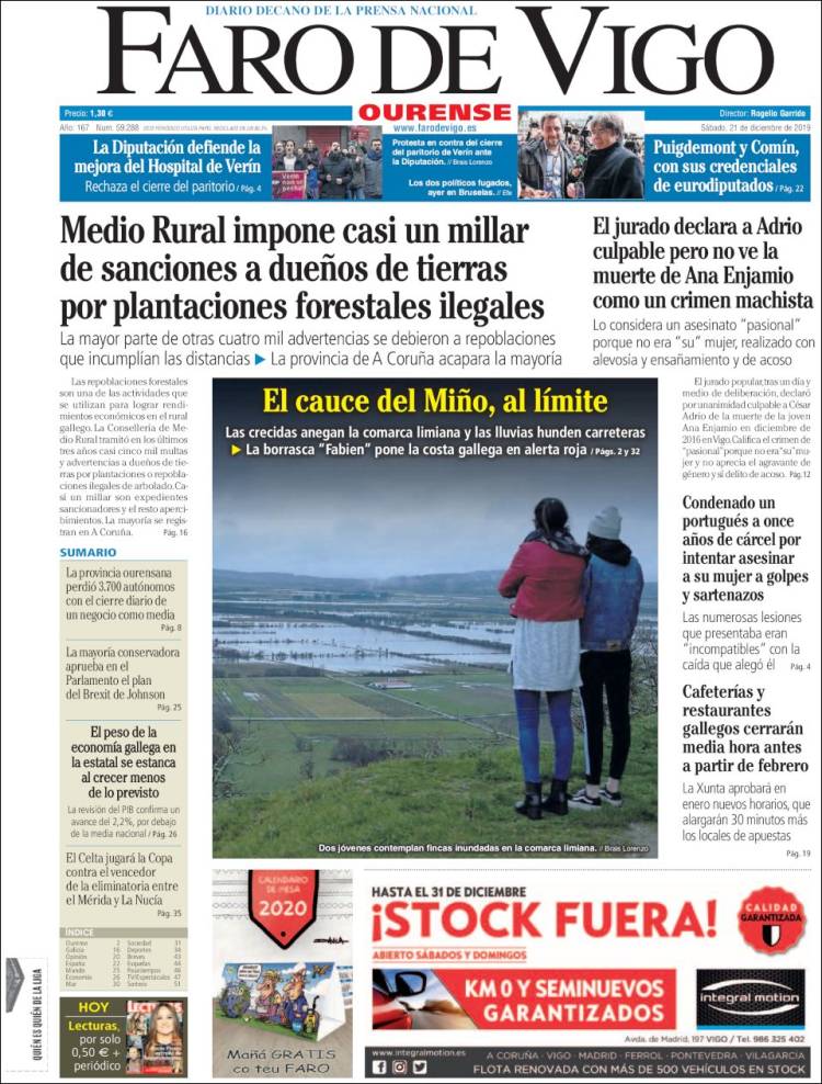 Portada de El Faro de Vigo - Ourense (Espa&ntilde;a)