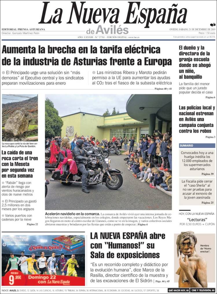 Portada de La Nueva España - Avilés (Espa&ntilde;a)