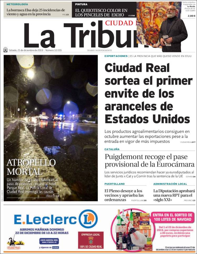 Portada de La Tribuna de Ciudad Real (Espa&ntilde;a)