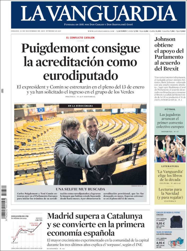 Portada de La Vanguardia (Espa&ntilde;a)