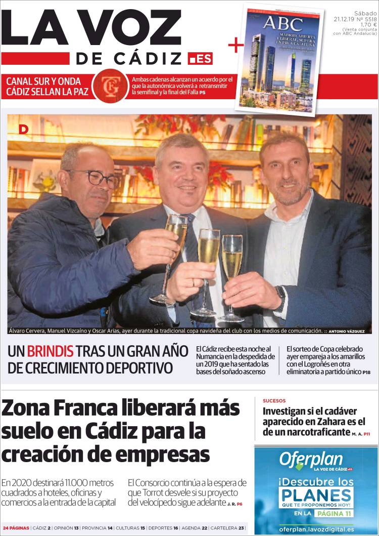 Portada de La Voz de Cádiz (Espa&ntilde;a)