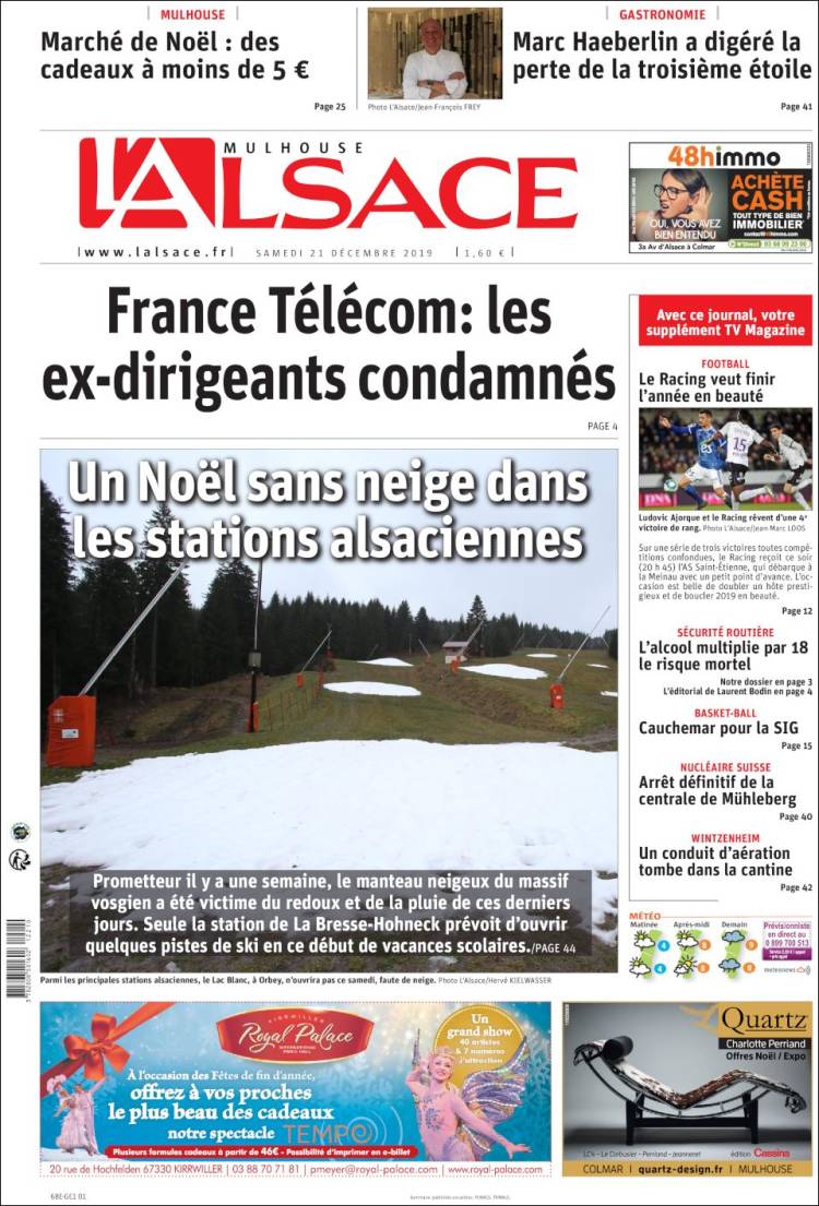 Portada de Journal L'Alsace (Francia)