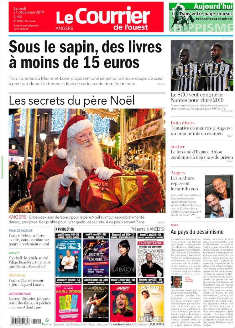 Portada de Le Courrier de l'Ouest (Francia)