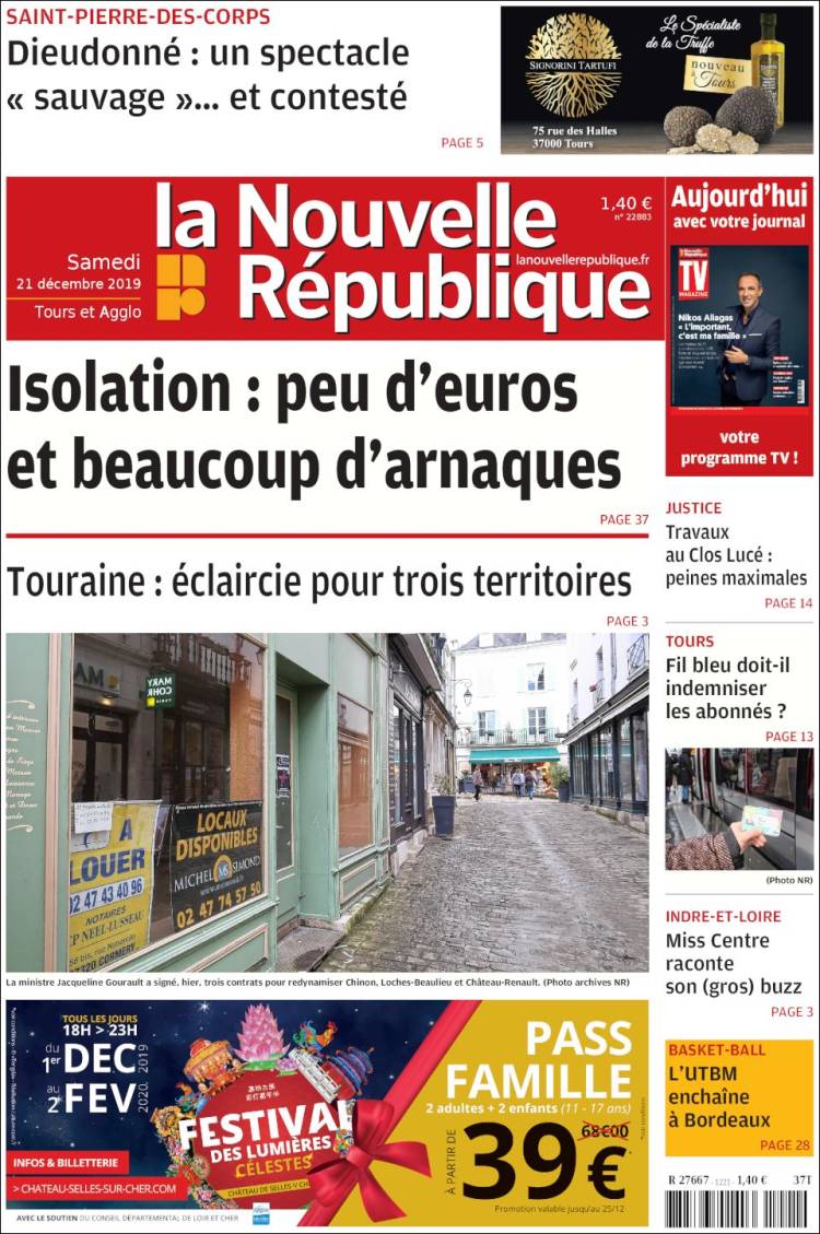 Portada de La Nouvelle Republique (Francia)