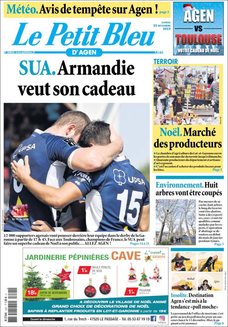 Portada de Le Petit Bleu (Francia)