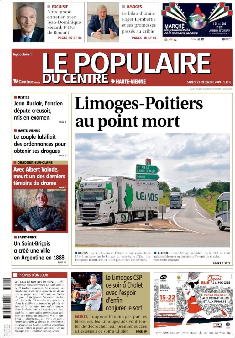Portada de Le Populaire du Centre (Francia)