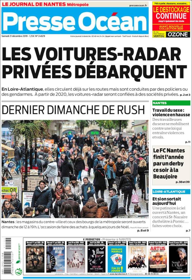 Portada de Presse Ocean (Francia)