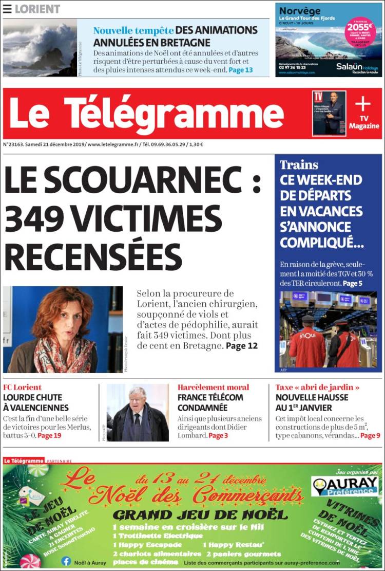 Portada de Télégramme (Francia)