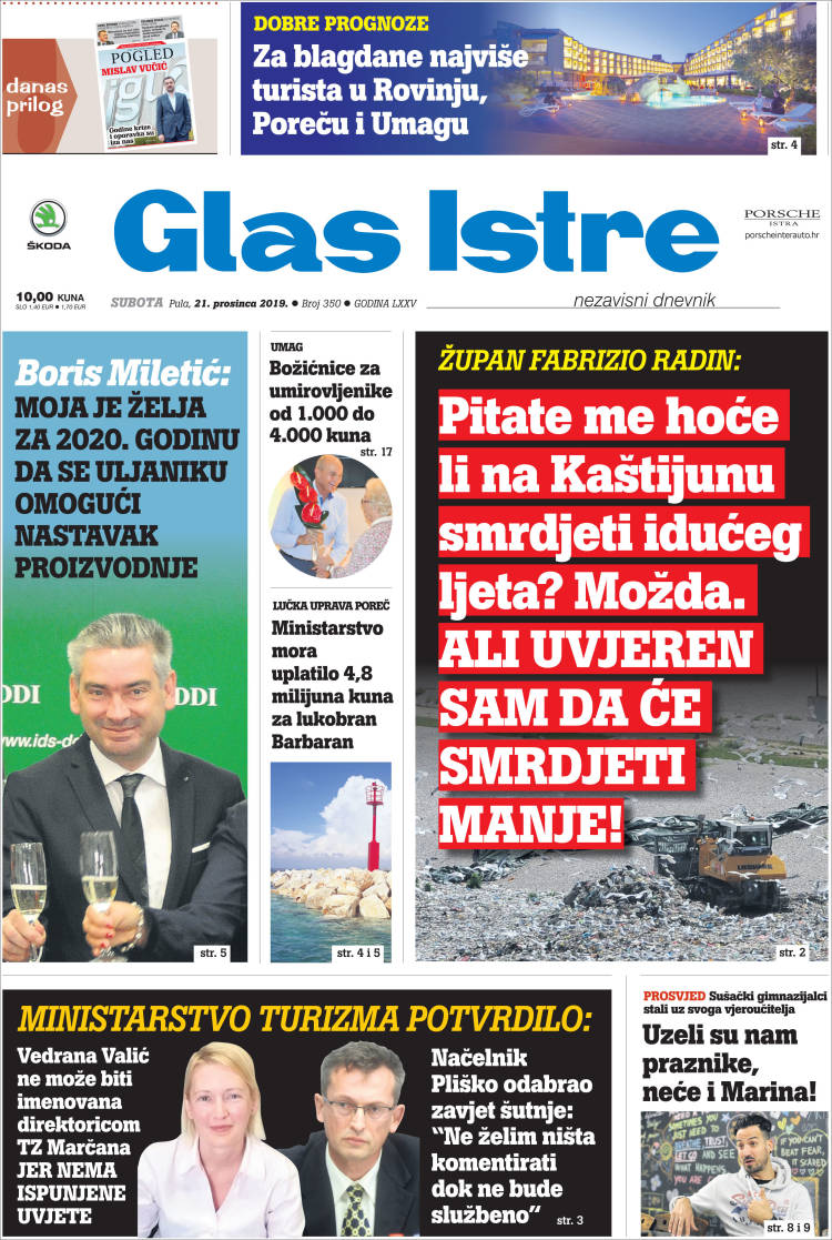 Portada de Glas Istre (Croacia)